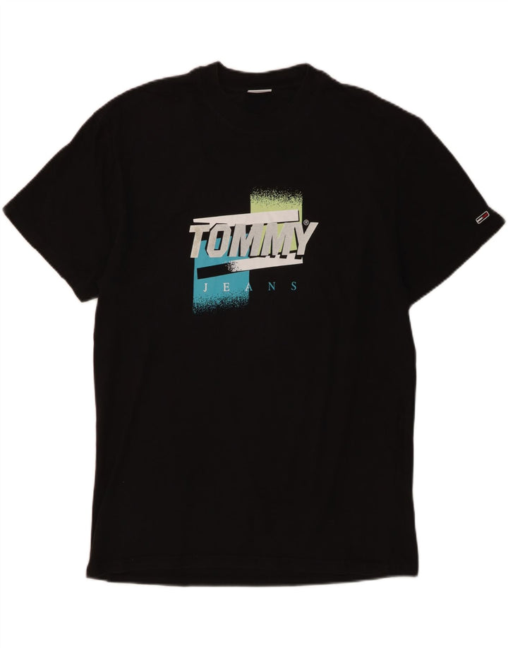 Tricou grafic Tommy Hilfiger pentru bărbați Top mediu din bumbac negru