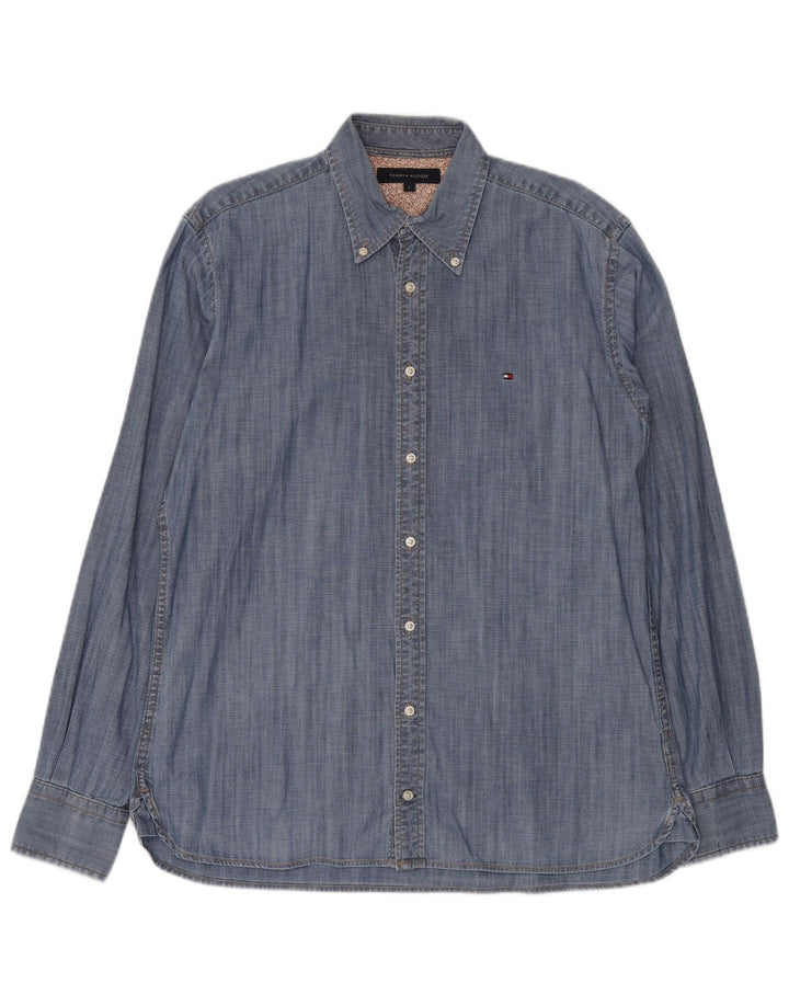 Cămașă Tommy Hilfiger pentru bărbați din denim mare, albastru, bumbac
