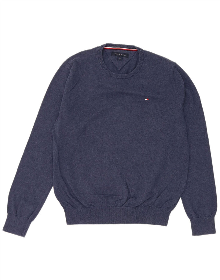 Pulover Tommy Hilfiger pentru bărbați, cu gât crew, bumbac mediu albastru bleumarin