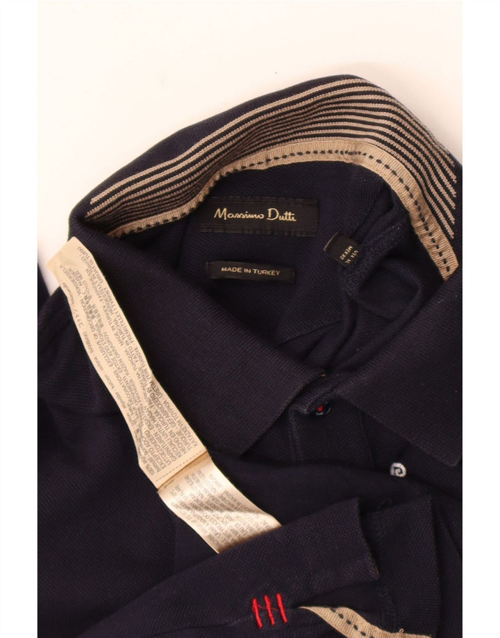 Cămașă polo cu grafică Massimo Dutti pentru bărbați XL, bumbac bleumarin