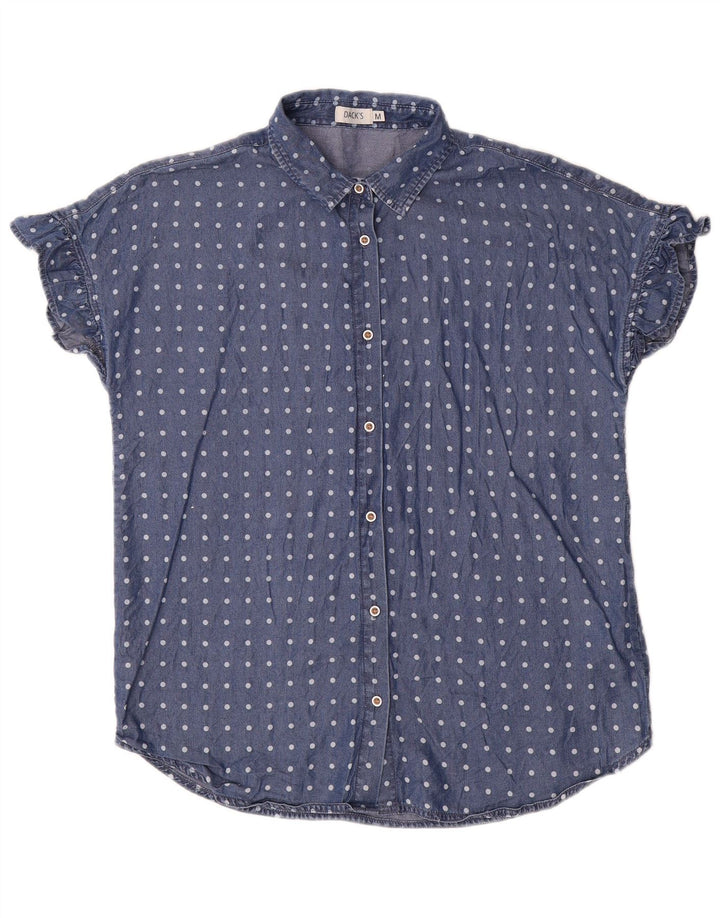 Bluză cămașă cu mânecă scurtă pentru femei Dack's UK 14 Medium bleumarin cu buline