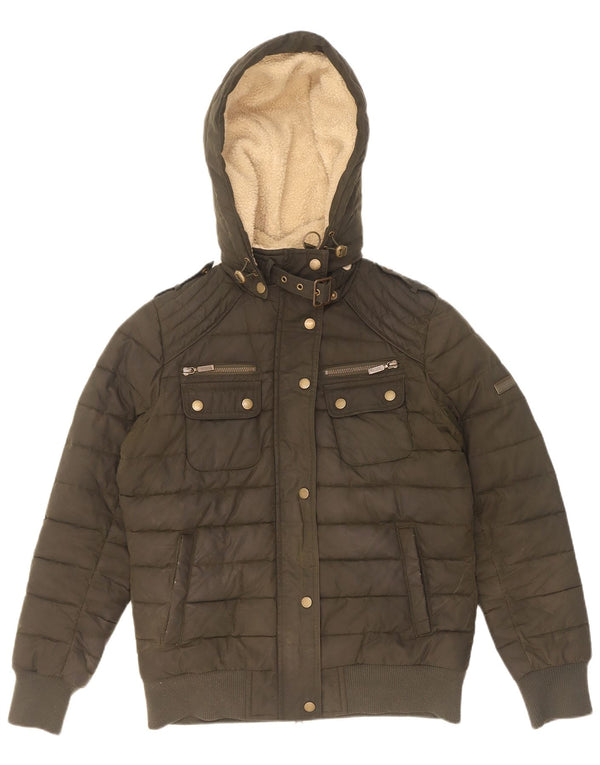 Jachetă căptușită din bumbac cerat cu glugă Barbour pentru femei UK 12 Medium Khaki
