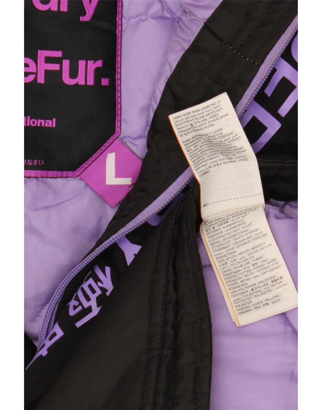 Jachetă Parka cu glugă Superdry pentru femei UK 16 mare, negru, nailon iarnă