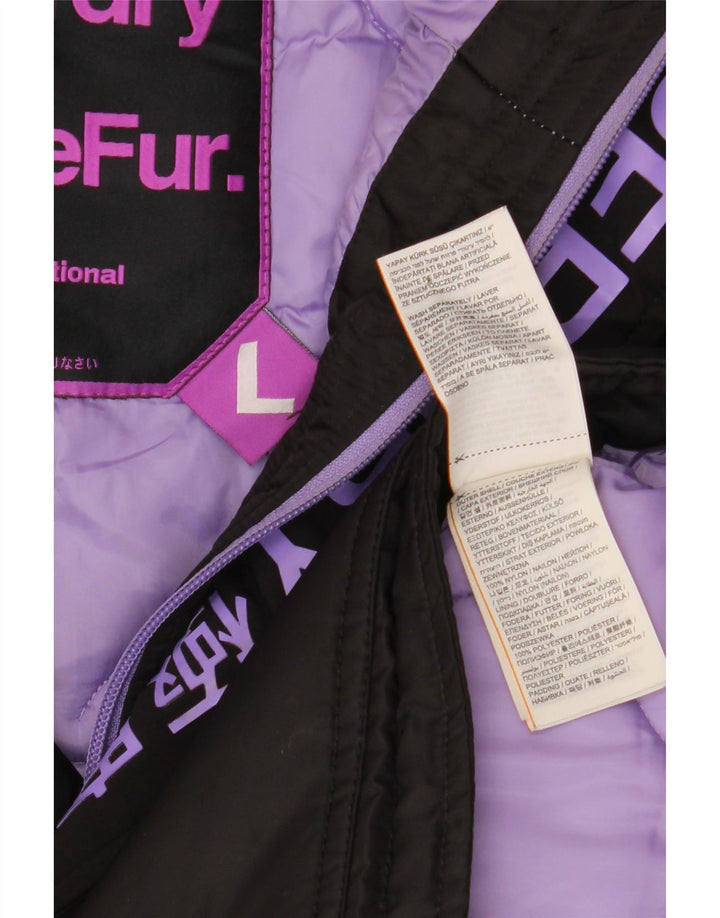 Jachetă Parka cu glugă Superdry pentru femei UK 16 mare, negru, nailon iarnă