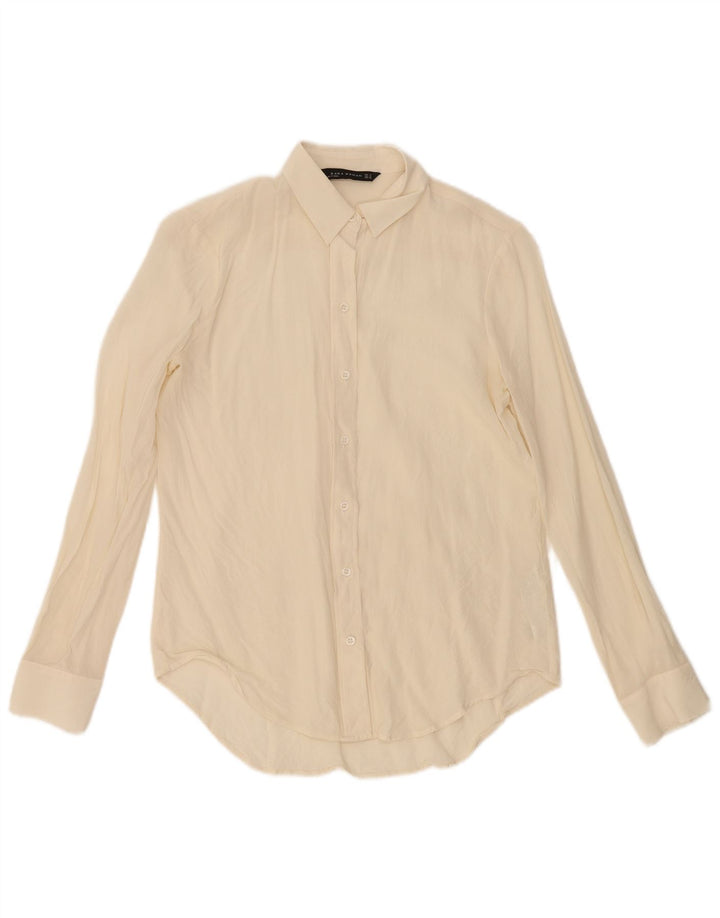 Cămașă pentru femei Zara UK 12 Medium din mătase alb