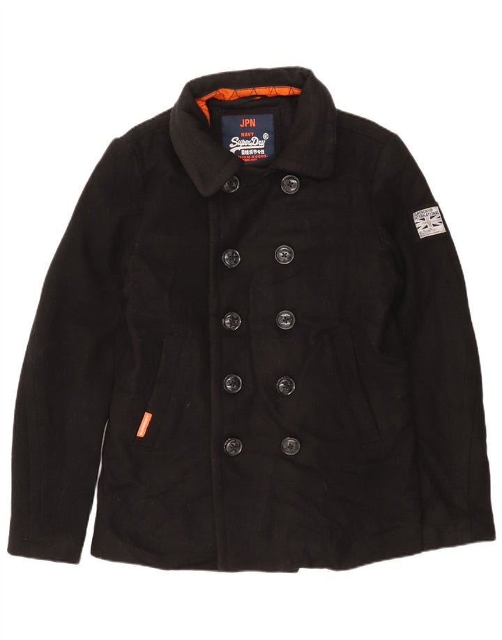Palton pentru bărbați Superdry UK 40 Lână neagră mare