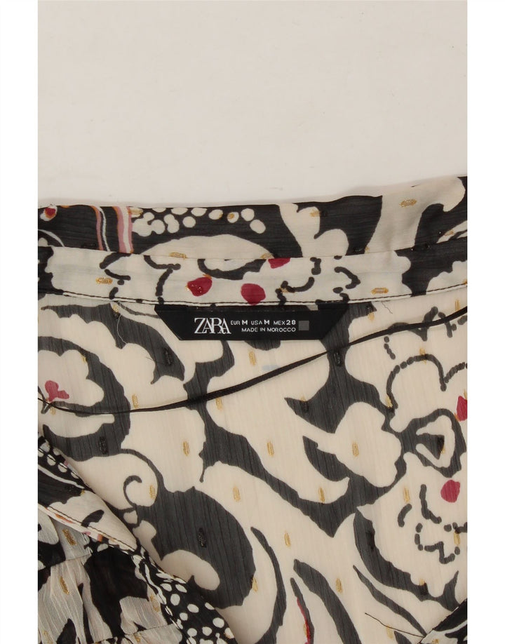 ZARA Womens Shirt Blouse UK 14 Medium Black Paisley Vintage Zara and Second-Hand Zara from Messina Hembry 