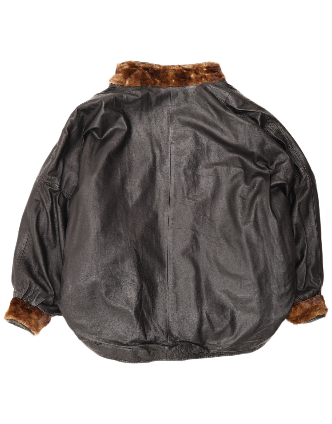 Jachetă reversibilă supradimensionată din piele vintage pentru femei UK 20 2XL maro