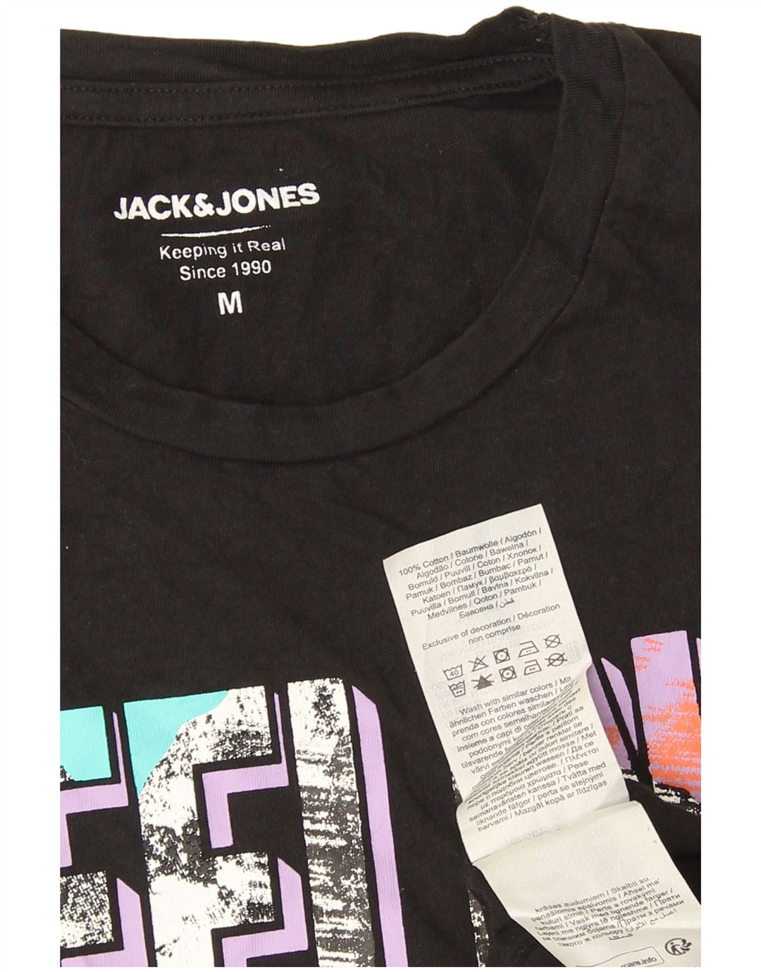Tricou cu grafic Jack & Jones pentru bărbați Top mediu din bumbac negru