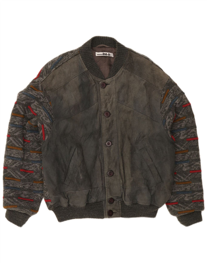 Bomber vintage pentru bărbați, mare, gri geometric