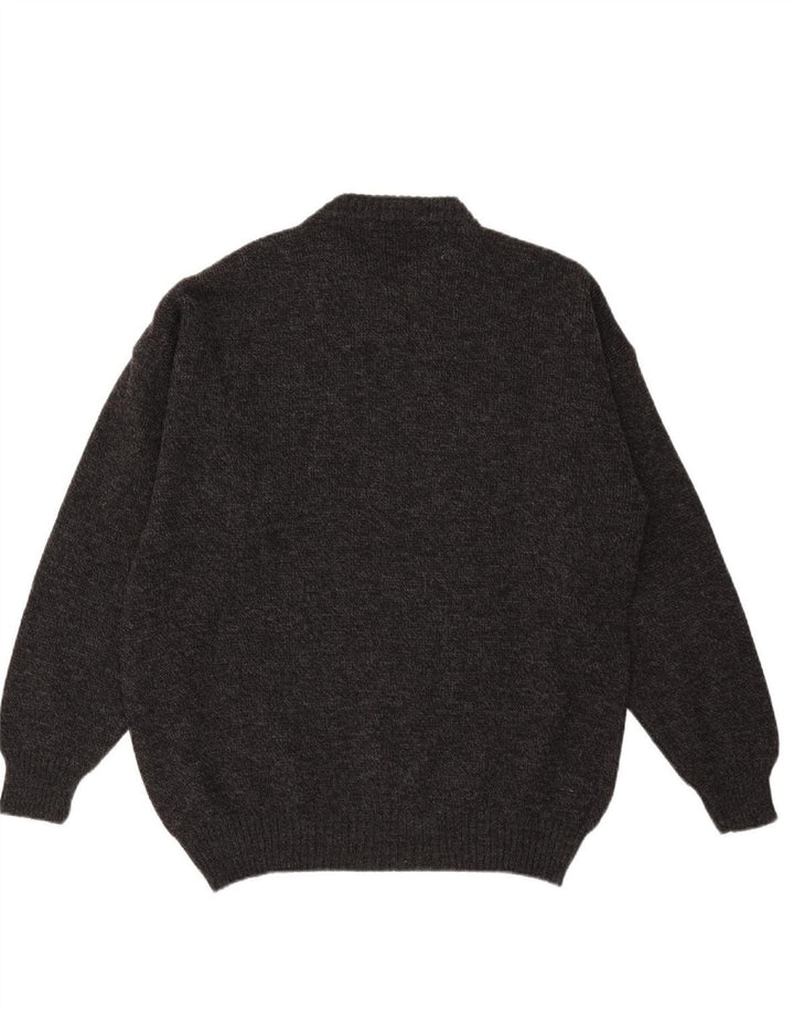 VINTAGE Mens Crew Neck Jumper Sweater IT 50 Medium Grey Argyle/Diamond