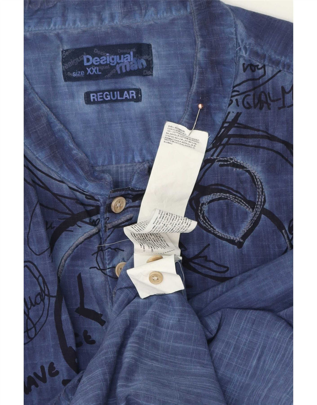 Cămașă Desigual Pulover Grafică 2XL Bumbac Bleumarin