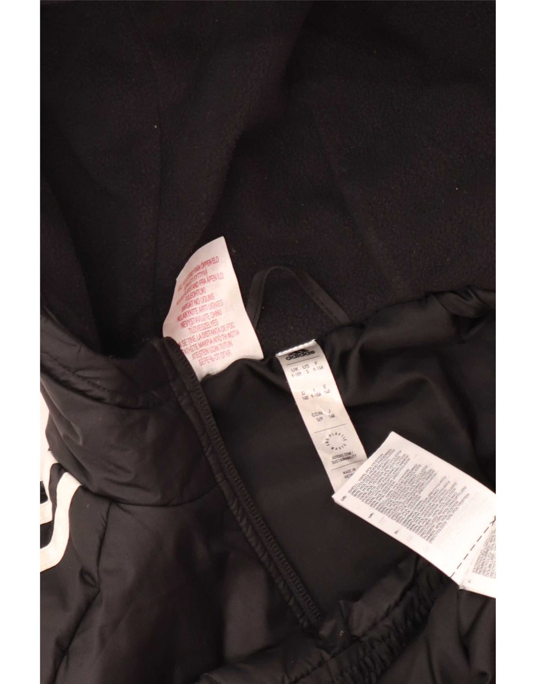 Jachetă căptușită cu glugă grafică Adidas pentru băieți 9-10 ani, poliester negru