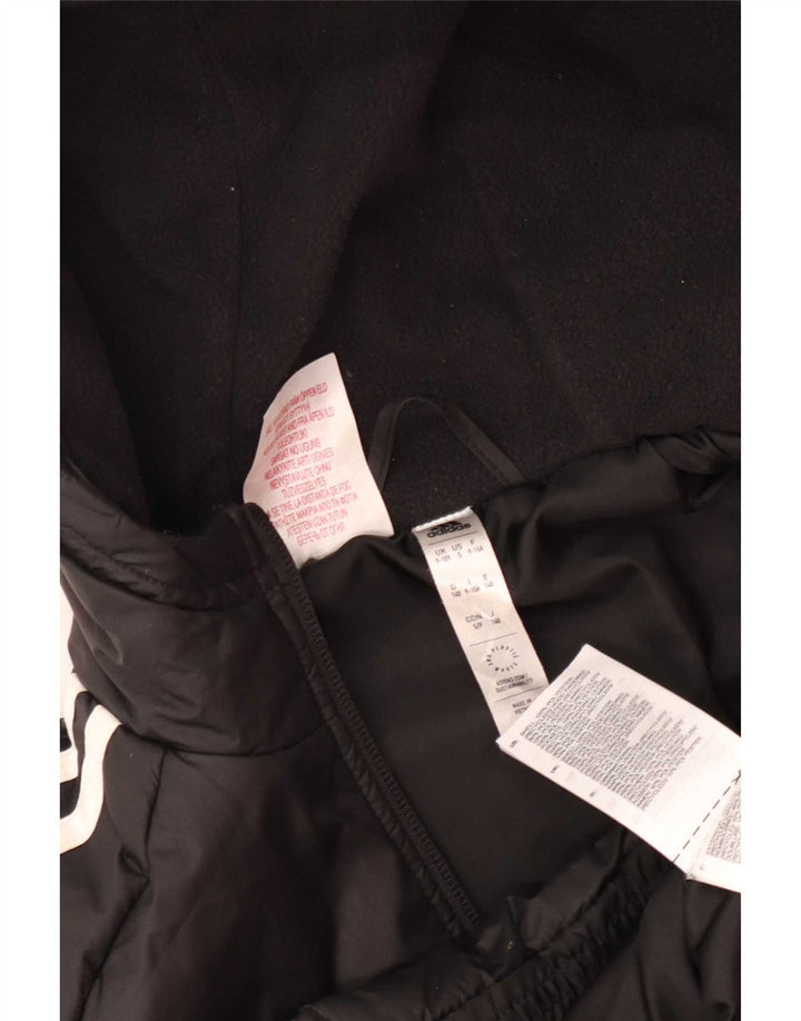 Jachetă căptușită cu glugă grafică Adidas pentru băieți 9-10 ani, poliester negru