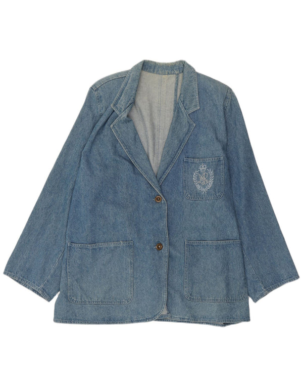 Jachetă vintage pentru femei din denim cu 2 nasturi, UK 18 XL, albastru