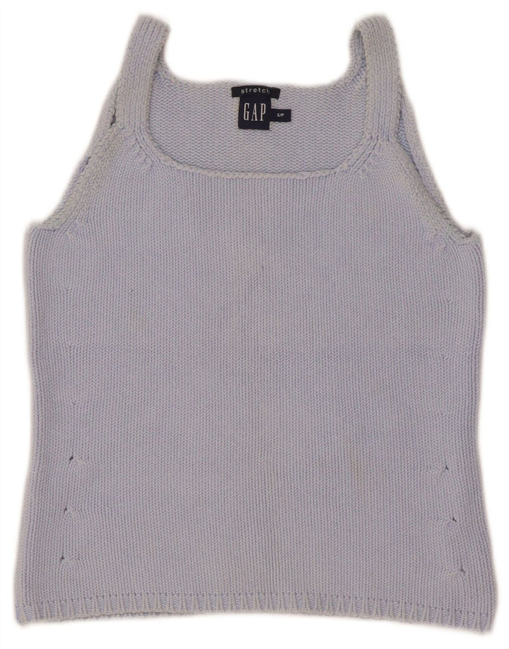 Gap Womens Crop Knit Cami Top UK 8 Small Blue Bumbac