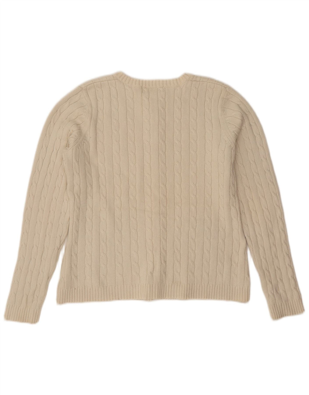 EDDIE BAUER Pulover cardigan crop pentru femei UK 14 Bumbac alb mediu mediu