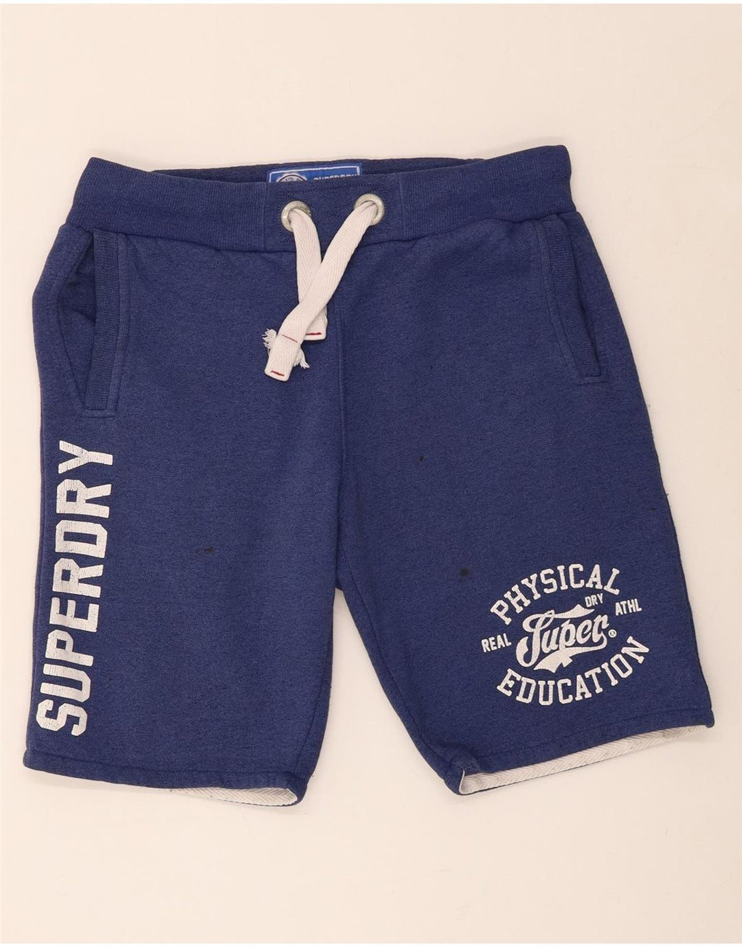Pantaloni scurți sport grafic Superdry pentru bărbați, bumbac albastru mediu