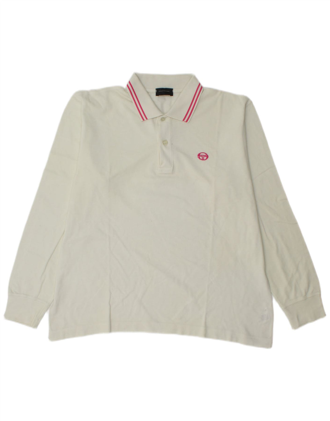 SERGIO TACCHINI Tricou polo cu mânecă lungă pentru bărbați, mare din bumbac alb