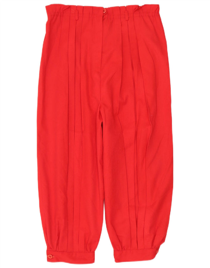 Pantaloni Capri pentru femei VINTAGE cu talie înaltă L28 L18 Poliester roșu