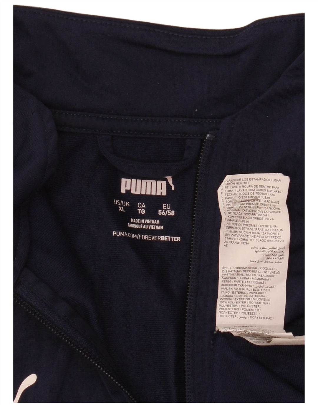 Top de trening Puma pentru bărbați, cu fermoar și gât, XL, poliester bleumarin