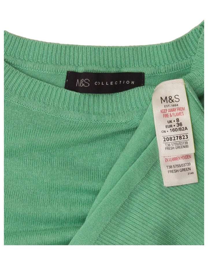 MARKS & SPENCER Womens Boat Neck Jumper Sweater UK 8 Small Green Vintage Marks & Spencer and Second-Hand Marks & Spencer from Messina Hembry 