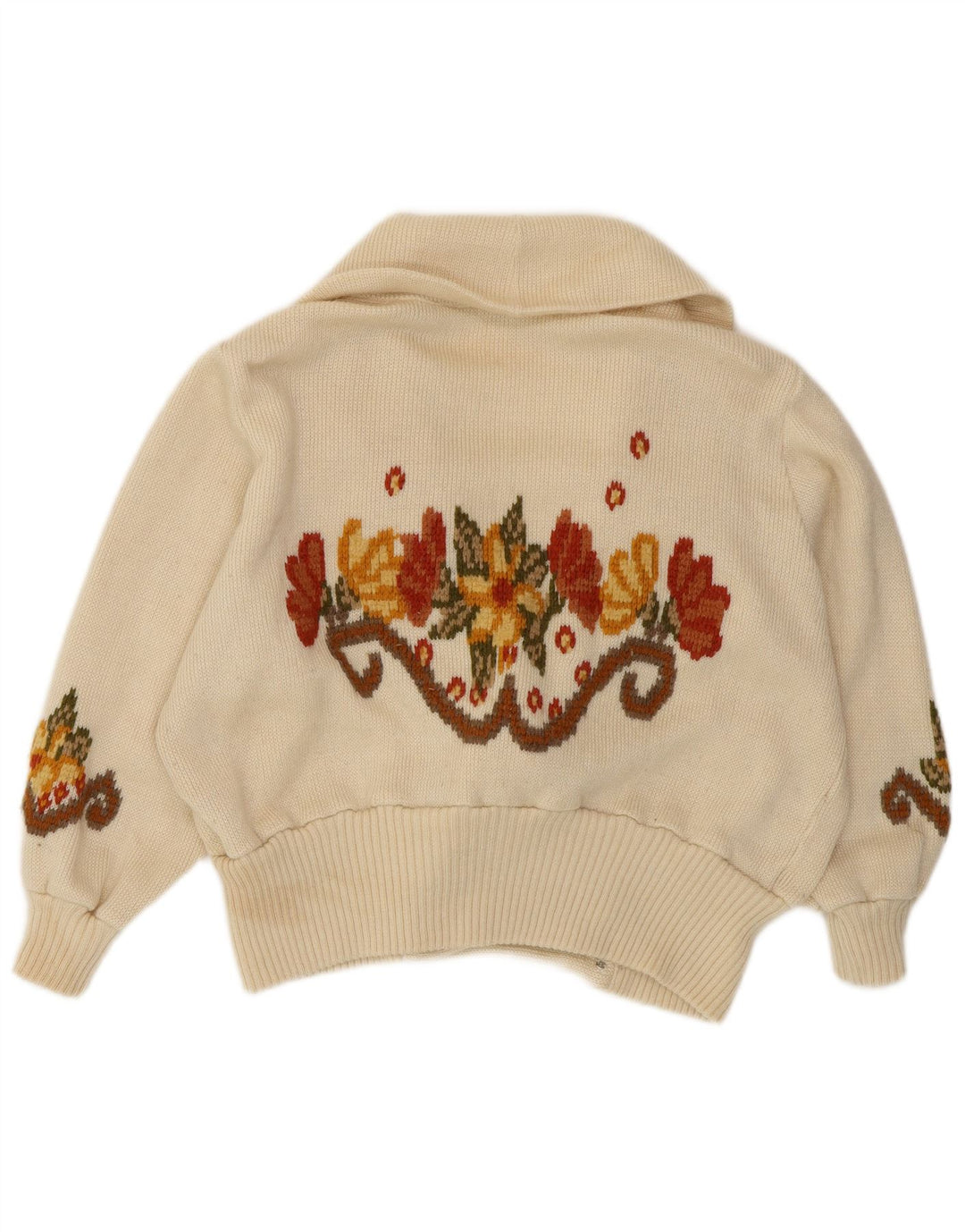 CELLINI Womens Oversized Cardigan Sweater UK 14 Medium Off White Floral
