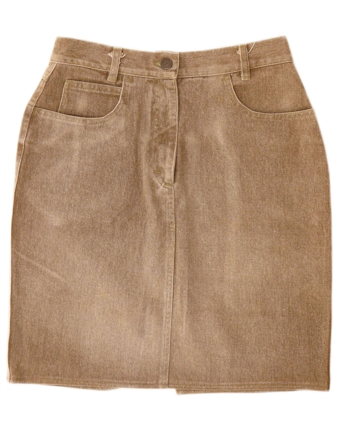 PANCALDI Womens Graphic Denim Skirt W26 Small Brown Cotton