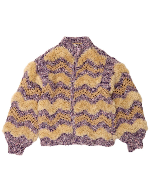 C&A Pulover Cardigan cu fermoar complet pentru femei UK 14 Medium Multicolor Chevron