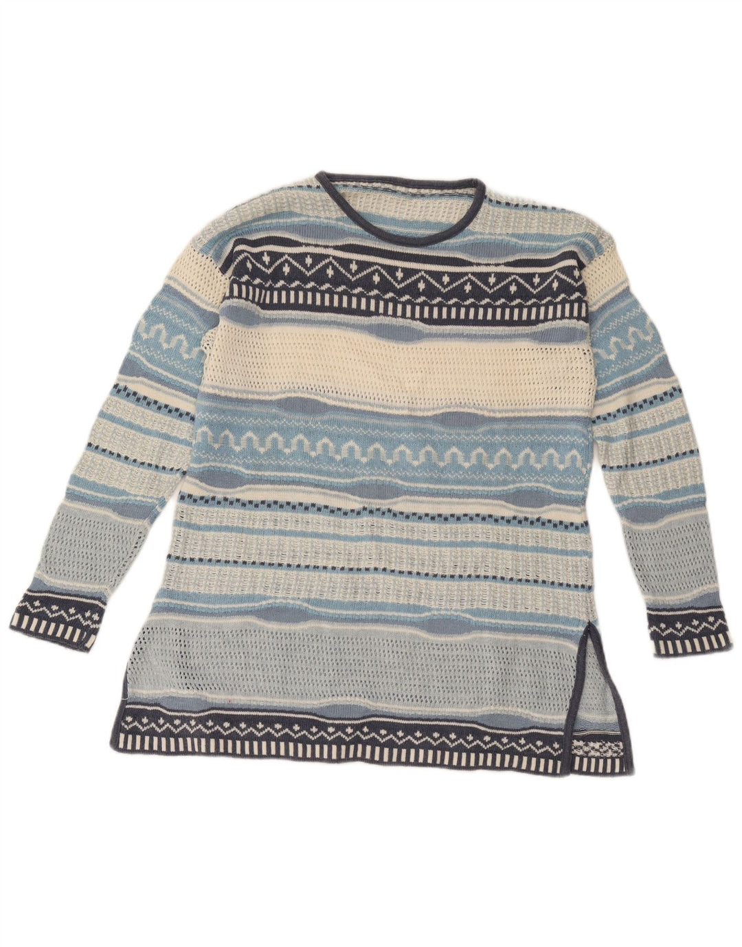 Pulover vintage pentru femei cu gât de barcă UK 12 Medium, multicolor, cu dungi