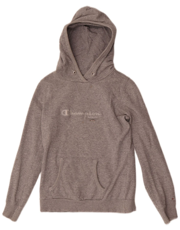 Champion Womens Heritage Classics Hoodie Jumper UK 10 Small Grey Flecked