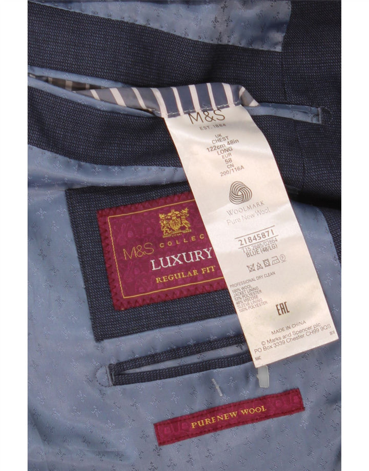 Jachetă pentru bărbați Marks & Spencer, cu 2 nasturi, cu ajustare normală, UK 48 2XL, bleumarin