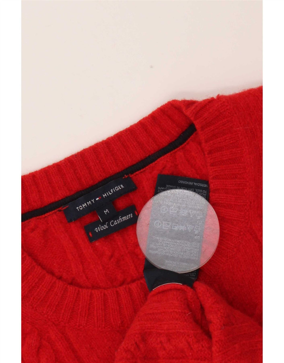 Pulover Tommy Hilfiger pentru damă, cu gât roșu, lână roșie medie UK 12