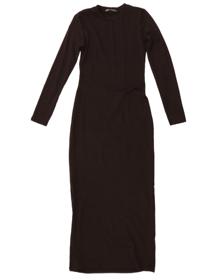 Rochie maxi cu maneci lungi ZARA UK 12 Medium Negru