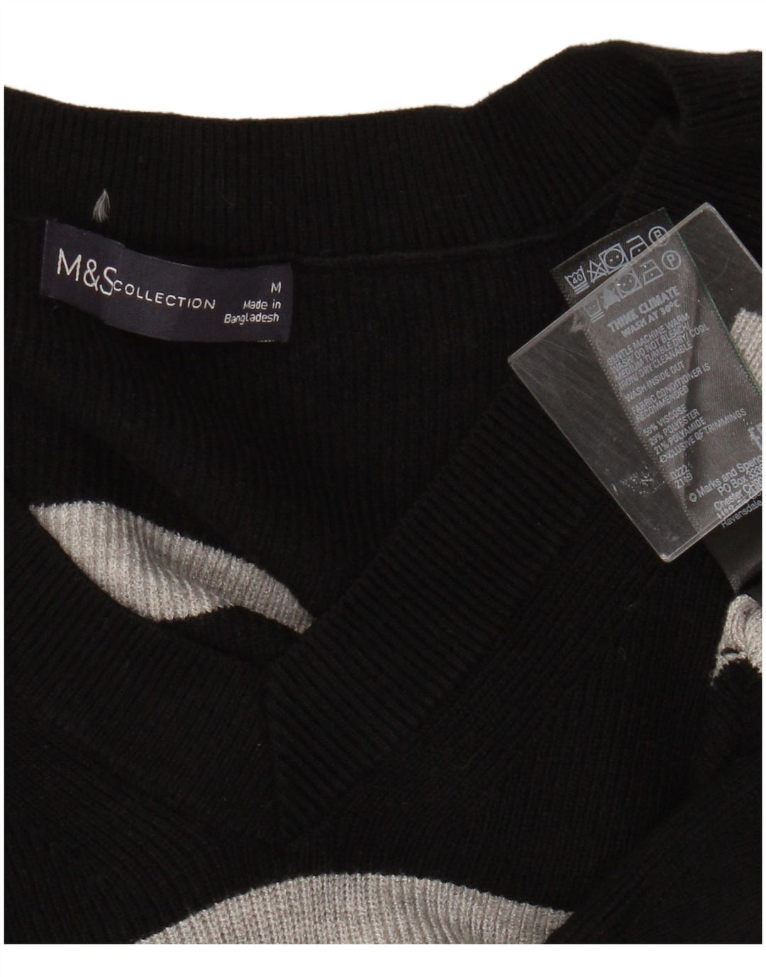 Marks & Spencer Pulover cu decolteu în V pentru femei UK 14 Medium Black Dunge