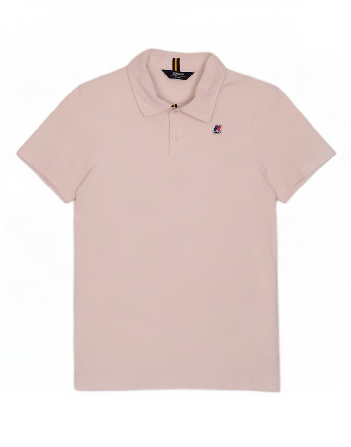 Tricou polo pentru bărbați K-Way, bumbac alb mediu