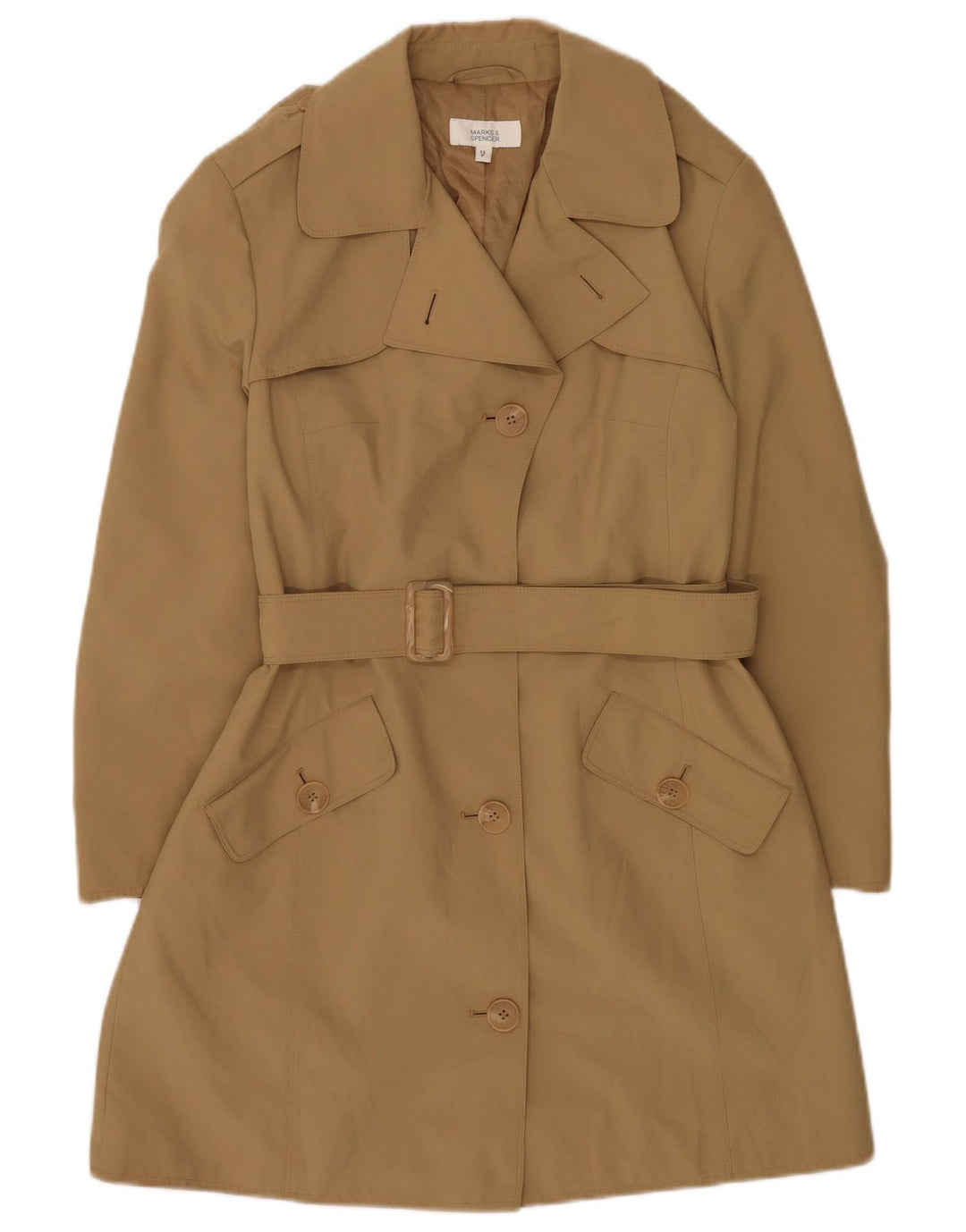 Trench pentru femei Marks & Spencer, pentru femei, UK 12 Medium Kaki Poliester