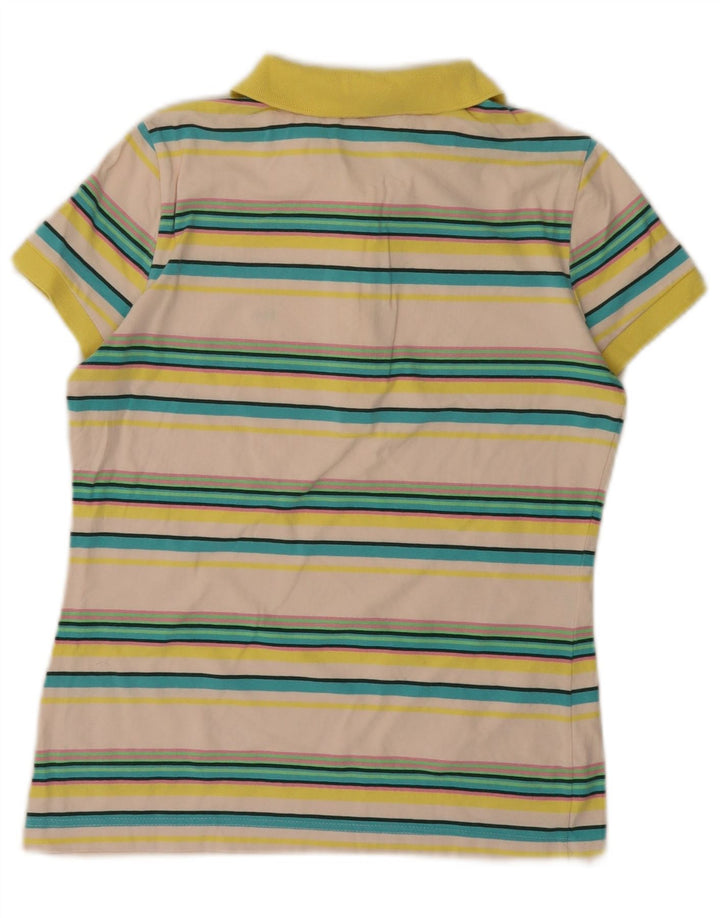 Tricou polo LACOSTE pentru femei, mărimea 40, bumbac cu dungi alb, mediu