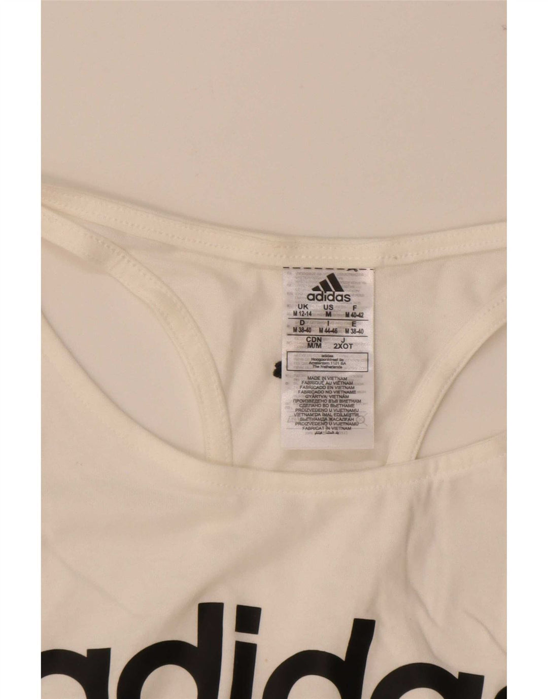 Vesta grafică pentru femei Adidas UK 12/14 Bumbac alb mediu