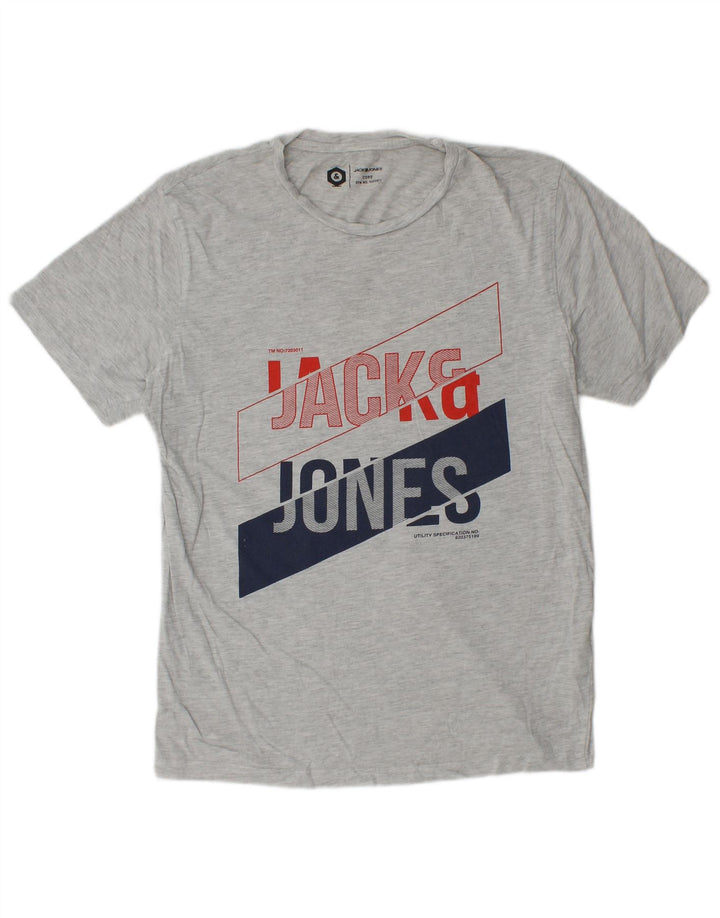 Tricou grafic Jack & Jones pentru bărbați Top din bumbac gri mediu