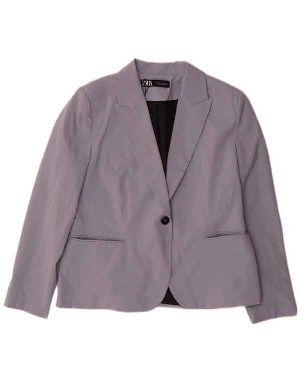 Blazer pentru femei Zara cu 1 nasture EU 46 2XL Poliester violet