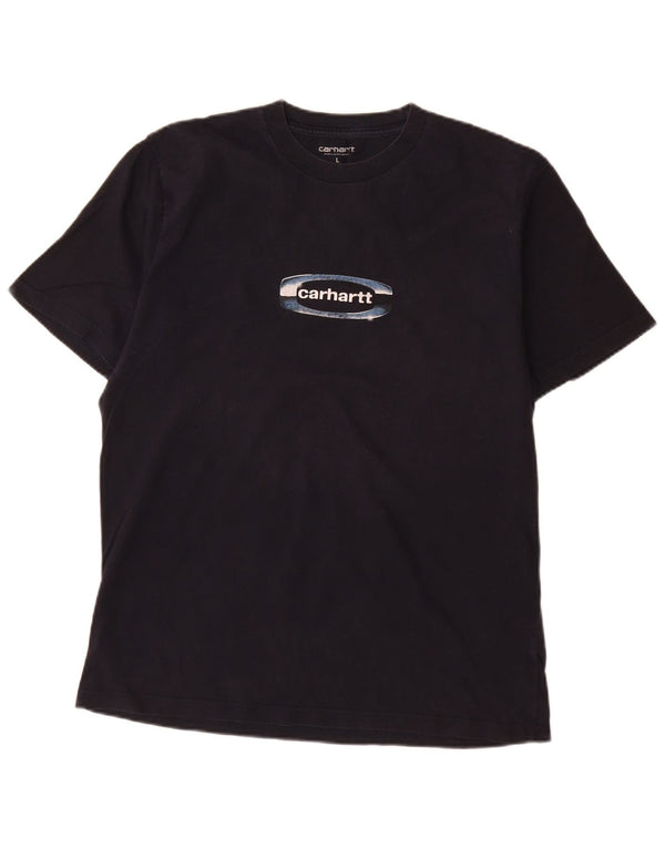 Carhartt Mens Graphic T-Shirt Top Large Navy Blue Cotton