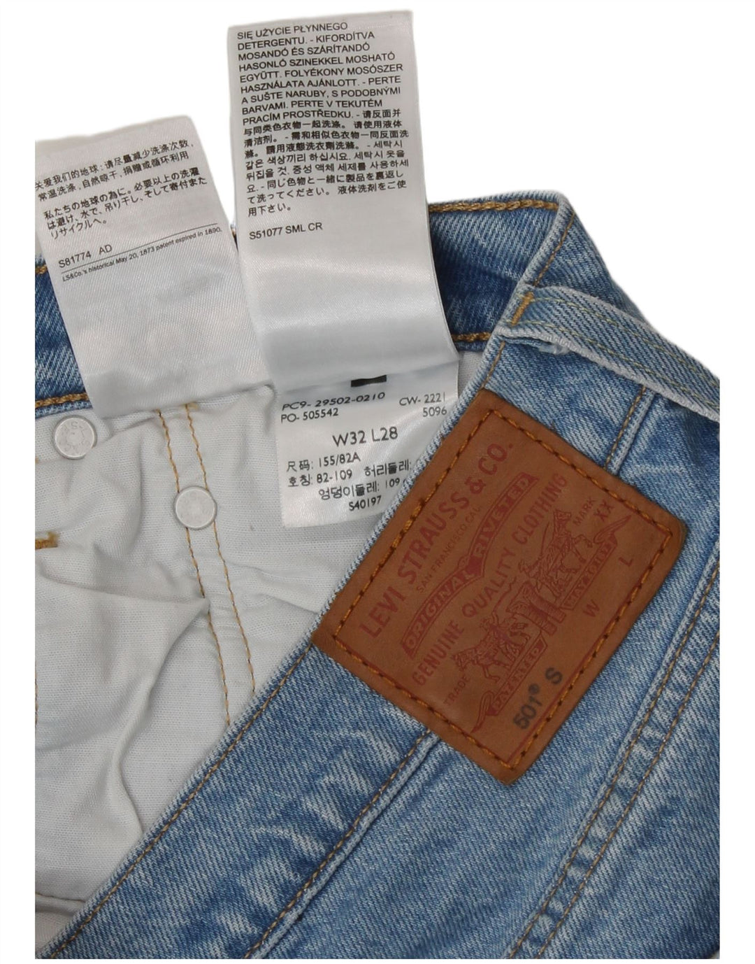 Blugi drepți distressed 501 Levi's pentru femei L32 L28 Bumbac albastru