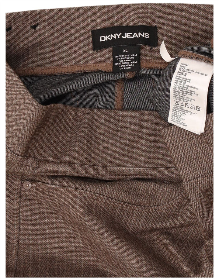 DKNY Pantaloni casual subțiri pentru femei XL W36 L28 Maro Poliester în spinare