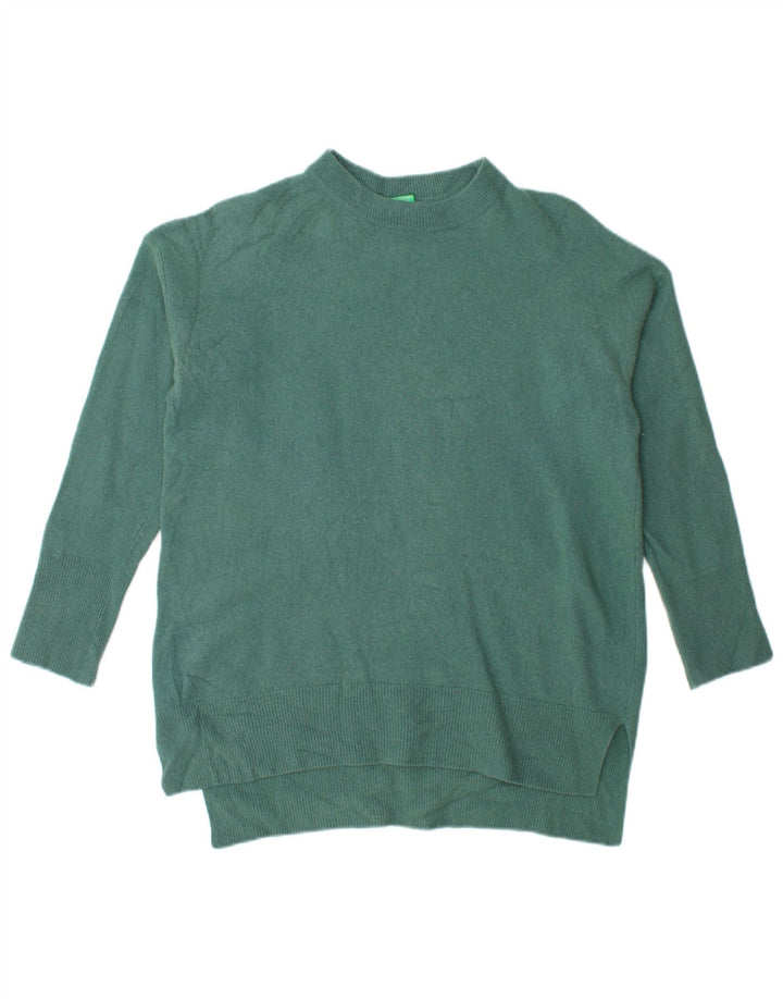 Pulover oversize pentru femei Benetton cu decolteu triplu UK 10 Small Green