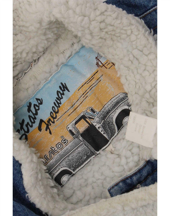 Jachetă pentru bărbați Stratos Sherpa Denim UK 38 Medium Blue Bumbac Retro