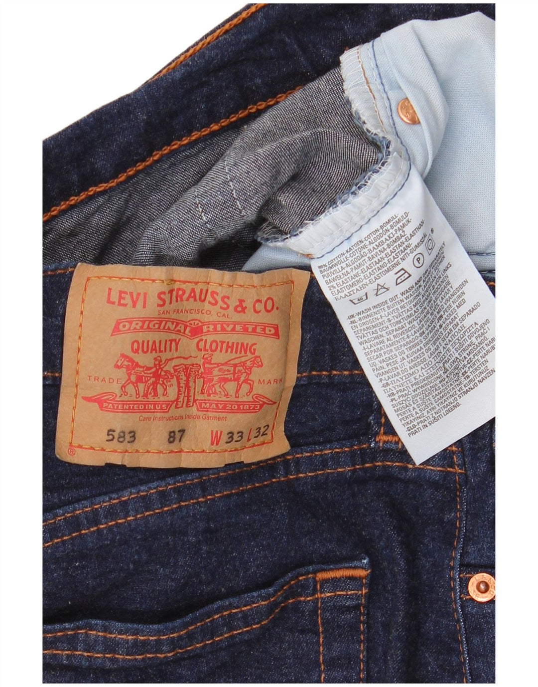 Blugi drepti pentru bărbați Levi's 583 W33 L32 Bumbac bleumarin