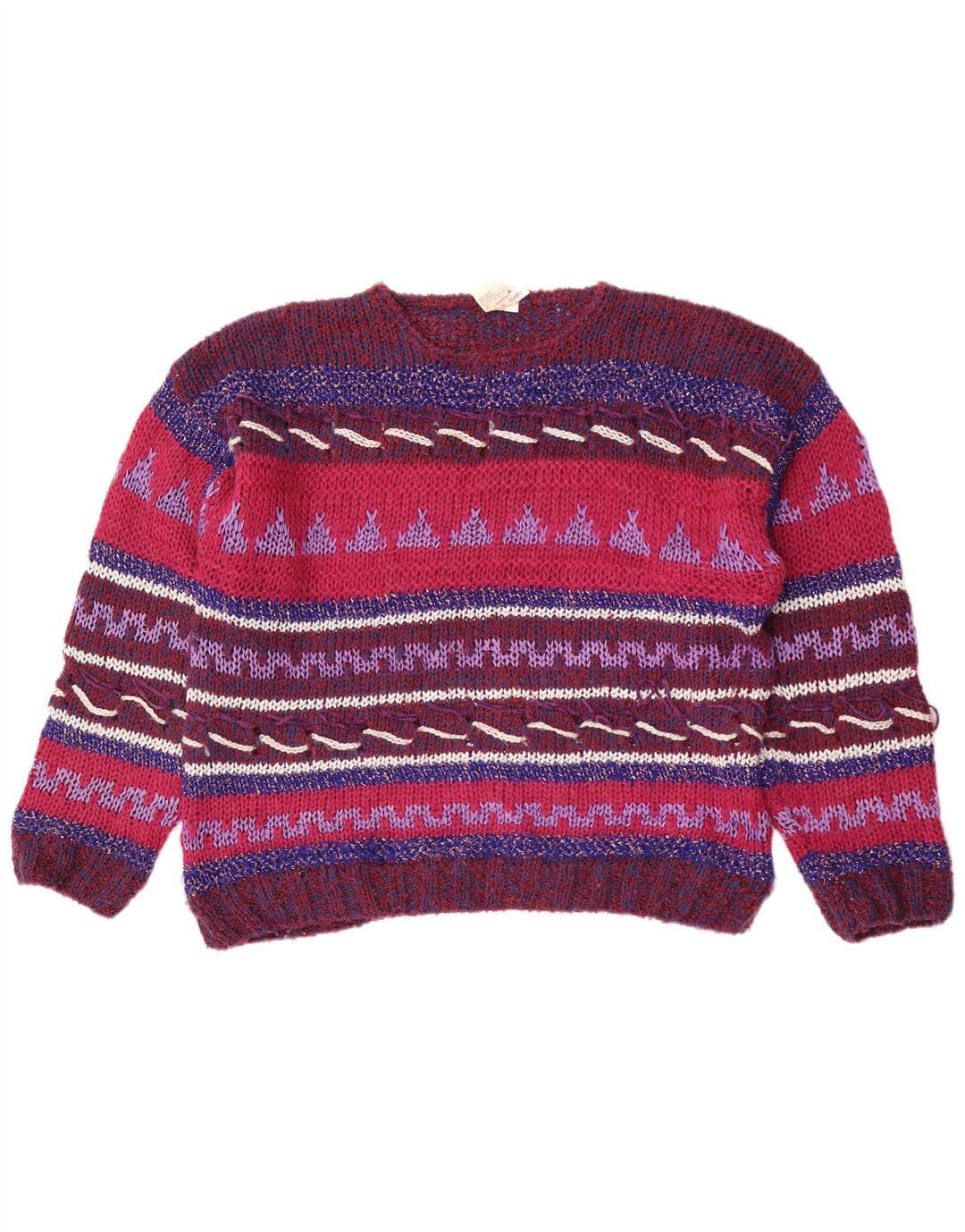 Pulover vintage pentru femei cu gât turnut IT 44/46 mediu multicolor
