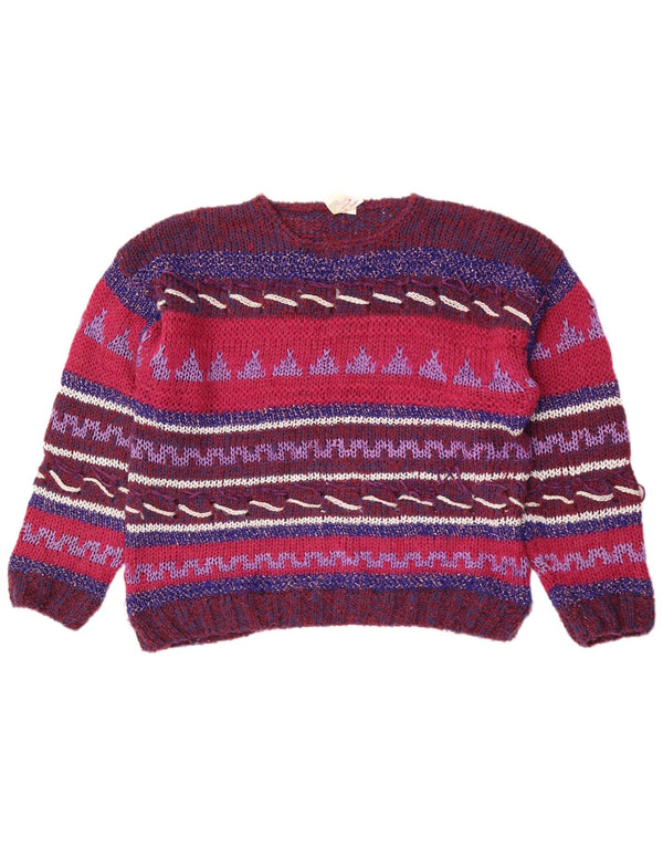 Pulover vintage pentru femei cu gât turnut IT 44/46 mediu multicolor