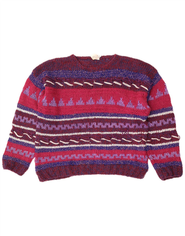 Pulover vintage pentru femei cu gât turnut IT 44/46 mediu multicolor